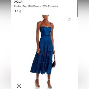 AQUA navy satin midi dress - size XS - worn once